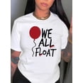 thumbnail image 1 of T-Shirt Femme Imprimé Ballon Chic - Col Rond Décontracté, Manches Courtes, Mélange Polyester Extensible, Lavable en Machine - Parfait pour l'Été & Tenue Décontractée, Motif Anglais, Confort des Fêtes, Mois, 1 of 6