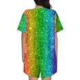 thumbnail image 3 of Bixox Women's Glitter Rainbow Printed Pajama Set 2 Piece Lounge Set Top and Shorts Soft Pajamas, Shorts with Pockets, 3 of 7