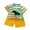 U202-Yellow, variant on hengsof Summer Children's Car Print Short Sleeve T-Shirt Shorts Set for Infants Toddlers Striped Set 2 Piece Summer Shorts Set 2PC