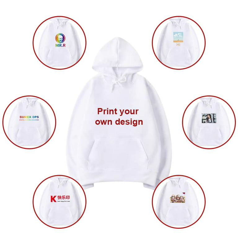 MR.R Sublimation Polyester Blank White Hoodie Hooded Sweatshirt Cloth Unisex Style with USA Size,2XL, Adult Unisex