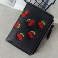 thumbnail image 1 of Cherry Embroidered Short Wallet, Zipper Portable Coin Purse, Versatile Clutch Purse, 1 of 6