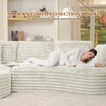 thumbnail image 5 of Muumblus Curved Sectional Sofa, Oversized L-Shaped Couch, Modern Corduroy Sleeper Couches for Living Room, Cream (Chaise on Left), 5 of 11