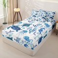 thumbnail image 2 of Homewish Sea Turtle Zipper Full Size Comforter Sets with Fitted Sheet and 2 Pillowcases for Kids, Blue Cute Octopus Zipper Bedding Set, Navy Reversible, 4pcs, 2 of 6