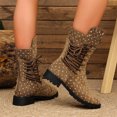 thumbnail image 6 of Willtoo Womens Polka Dot Lace Up Mid Calf Combat Boots, Back Zipper Round Toe Chunky Block Heel Boots, Non Slip Lug Sole Fashion Winter Boots, 6 of 6