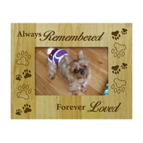 Personalized Wood Engraved Dog Memorial Picture Frame Always Remembered Forever Loved - Loss Of A Pet Gift 5 x 7 Inches Vertical