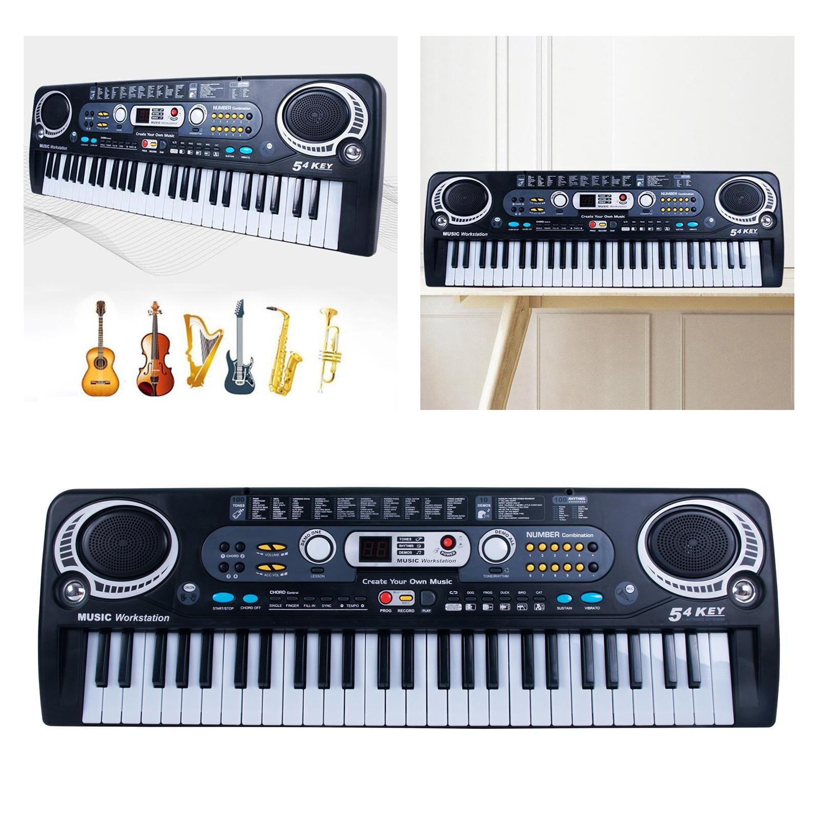 LeeQinersw 54 Key Piano Keyboard with Headphone Jack, Animal Sound, 100 Rhythms, 10 Songs, USB Cable