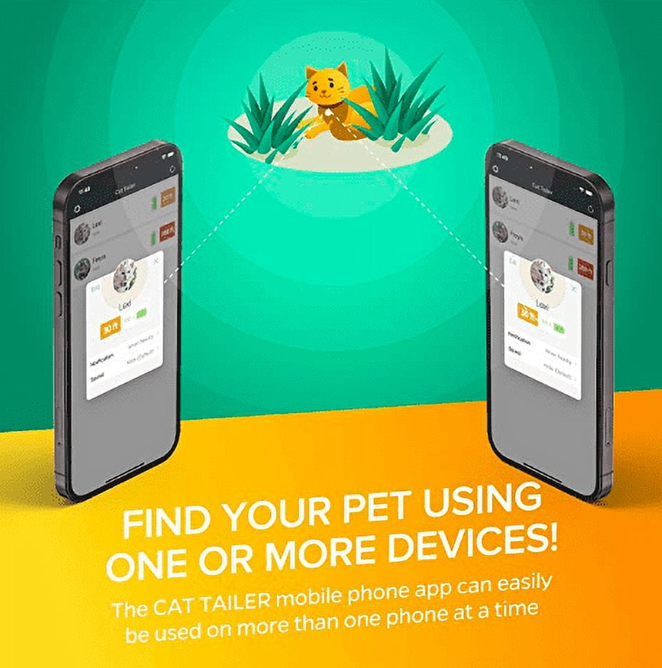 Cat Tailer Cat Tracker - Small and Lightweight Waterproof Bluetooth Pet Collar Attachment, 328 foot Range, Replaceable 6 Month Battery Life, Android/Apple iOS Compatible