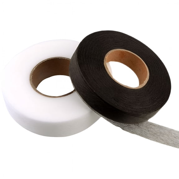 TUWAFE 140 Yards 1/2 Inch Iron on Hemming Tape,2 Rolls Adhesive No Sewing Hemming Tape Stitch Witchery Tape for Crafting Projects (Black White)