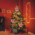 thumbnail image 3 of RV 6 piezas de adornos de árbol de Navidad de flores a cuadros de Navidad (rojo) Sailing Electrónica, 3 of 5