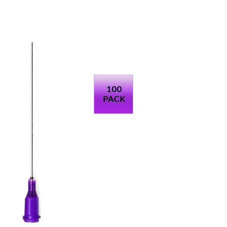 100 Pack of Blunt Tip Lure Lock Dispensing Fill, Industrial/Arts and Crafts Needles, 21 Gauge - Purple, 2" / 5.08cm