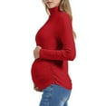 thumbnail image 4 of Akafmk Womens Long Sleeve Maternity Tops,Women's Maternity Pullover High Neck Solid Color Side Ruches Loose Stretchy Long Sleeve Warm Winter Fall Pregnancy Tops, 4 of 4