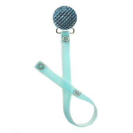Quilted Crystal Pacifier Clip with Velvet Ribbon