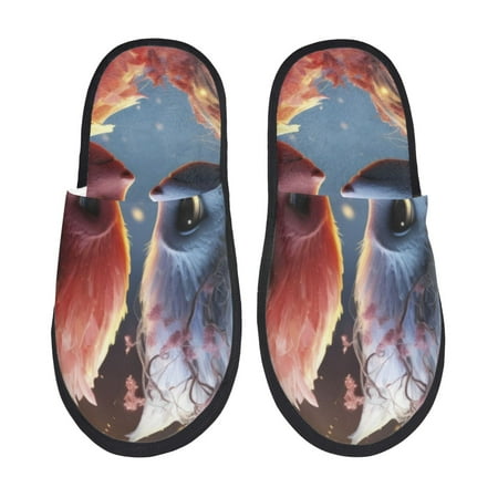 Balery Cute Red And White Elf Slient Indoor Furry Fleece Comfort House Shoes Soft Non-Slip Home Shoes Cotton slippers House Slippers-- Large