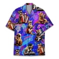 thumbnail image 2 of Camisa hawaiana divertida para hombre, sudadera playera con estampado de gato y música en 3D, camisa de manga corta de diseñador callejero, ropa para hombre de alta calidad, 2 of 5
