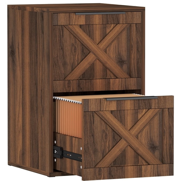 Marcree File Cabinet, 2 Drawer Filing Cabinet for Home Office, Wood file Cabinet Fit A4 / Letter Size/ Hanging File Folders, Office Storage for Under Desk, Walnut