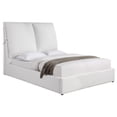 thumbnail image 2 of Dole Queen Size Platform Bed - Pillow Headboard - White Fabric Upholstey, 2 of 5