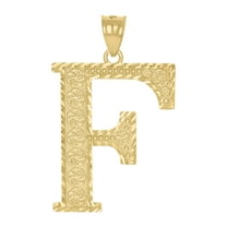 10kt Real Yellow Gold Unisex Initial Alphabet F Charm Pendant