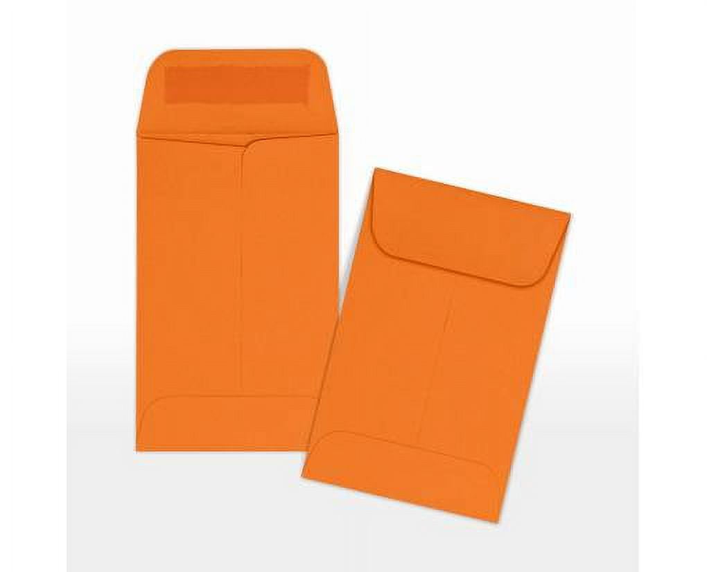 LUXPaper #1 Coin Envelopes w/ Moistenable Glue, Mandarin Orange, 2 1/4in x 3 1/2in, 80lb, 250/Pack