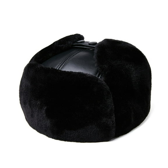 Hat Faux Leather Cap Adult Men Winter Trapper Hat Thicken And Warm ,Fashion