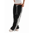 thumbnail image 3 of Women'S Wide Leg Pants Drawstring High Rise Side Striped Slouchy Palazzo Pants with Pockets Black&White Edges M, 3 of 7