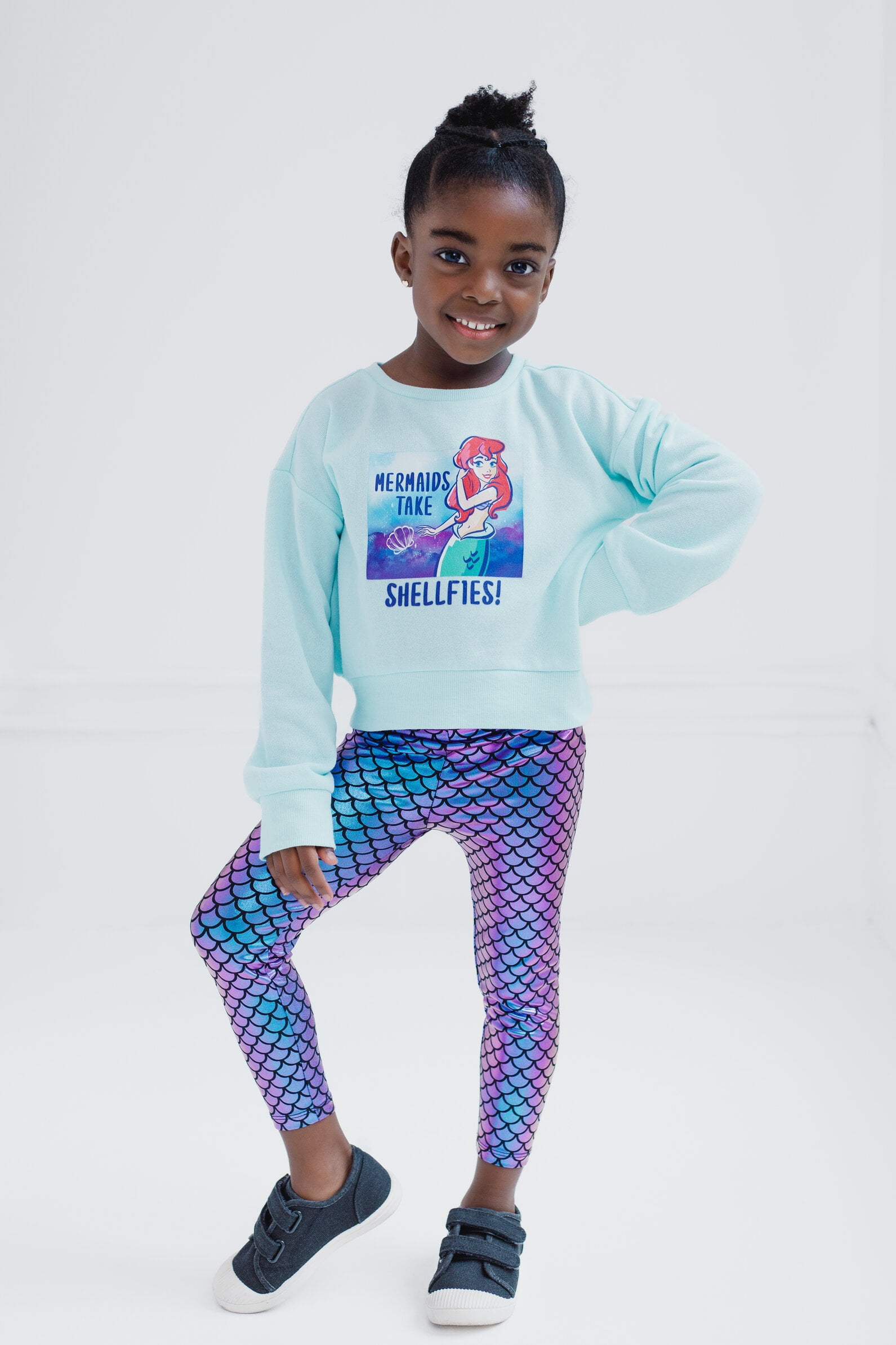 Disney Princess Ariel Fleece Sweatshirt and Leggings Outfit Set Toddler to Big Kid