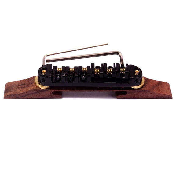 Adjustable Rosewood Bridge with Golden Roller Saddles for Archtop Jazz Guitar Parts