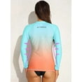 thumbnail image 5 of Sociala Women's Zipper Gradient Swimsuit Tops Crew Neck Long Sleeve Rash Guard Workout Running Tops UPF 50+, 5 of 6