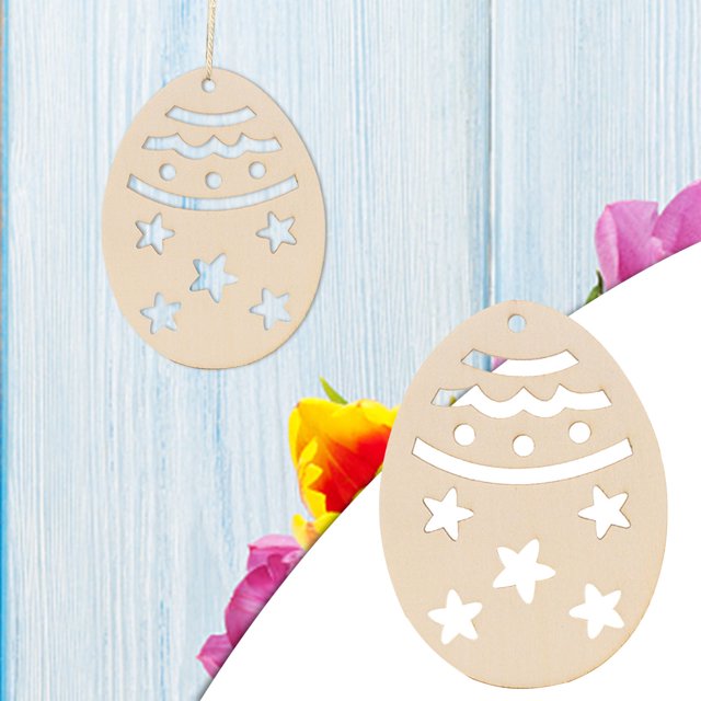Teissuly 20Pcs Easter Day Party Home Decoration Pendant DIY Carved Wooden Pendant Teissuly WER202401276568