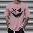 thumbnail image 1 of Blusas y camisas de manga corta con cuello redondo para hombre, blusas casuales de verano a la moda con cuello redondo y estampado para hombre., 1 of 4