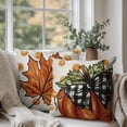 thumbnail image 3 of Autumn Outdoor Pillow Covers 18x18 Set of 2 Fall Burnt Orange Pumpkin Maple Leaves Polka Dots Decorative Throw Pillows Farmhouse Thanksgiving Cushion Cases for Home Couch Sofa, 3 of 6