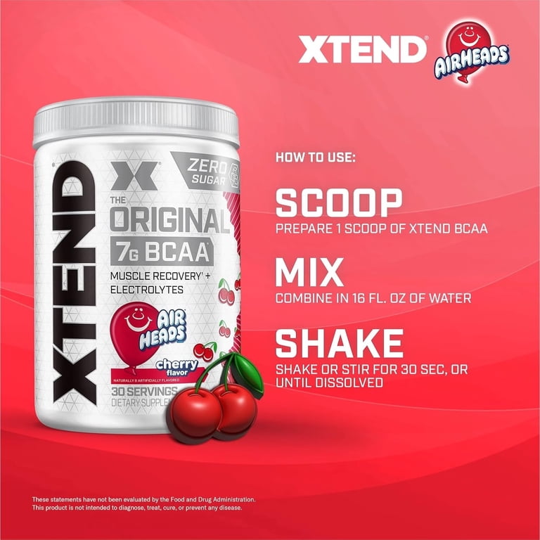 Xtend BCAA Powder for Muscle Recovery, Airheads Cherry, 30