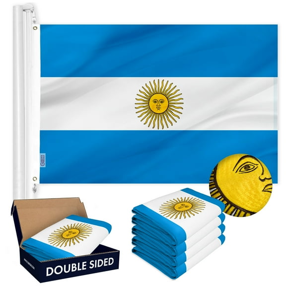 Argentina Argentianian Flag 3x5FT 5-Pack Double-sided Embroidered Polyester By G128