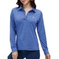 thumbnail image 4 of MoFiz Women's Long Sleeve Golf Polo Shirts Quick Drying Casual Workout Tops Shirts Sky blue S, 4 of 9
