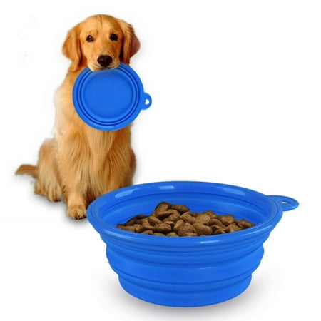 - Insten Blue Cute Pet Dog Cat Silicone Portable Collapsible Travel Bowl Dish Feeding Water Feeder