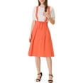 thumbnail image 1 of Unique Bargains Jupe Midi Plissée à Bretelles Rétro à Taille Élastique pour Femme, Orange, TG, 1 of 6