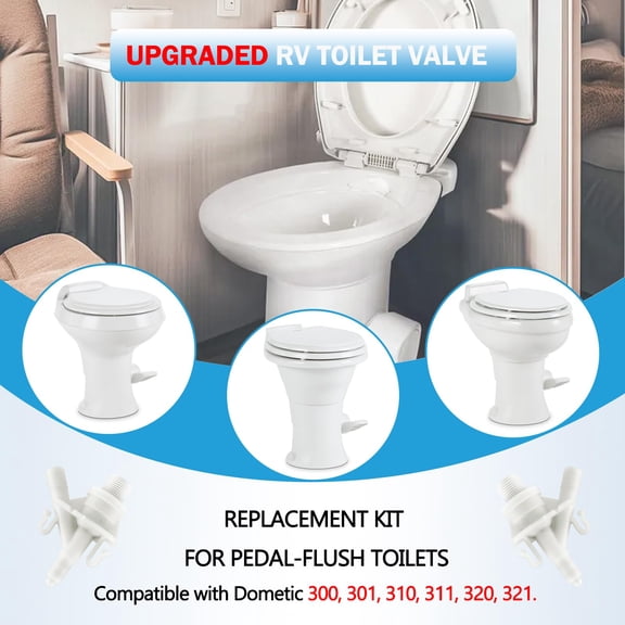 1 Set RV Toilet Replacement Kit, Fits 300 301 310 311 320 321 400 410 420 Pedal-Flush Toilets, Includes Seal, Hose Clamp, Screws and Filters