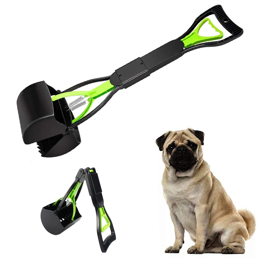 Green+black Poop Scoop Lightweight Dog Poop Scooper Rugged Adjustable with Springs Metal Tray for Easy Grass and Gravel Pick Up for Pet Waste Pick Up
