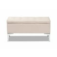thumbnail image 3 of Mabel Modern and Contemporary Transitional Beige Fabric Upholstered and Metal Storage Ottoman, 3 of 5