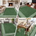 thumbnail image 6 of Area Rug 60×96in, Green White Geometric Texture Floor Carpet Living Room Rug, Farmhouse Ethnic Linen Style Non-Slip Welcome Mat Indoor Rugs for Bedroom Dining Room, 6 of 9