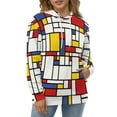thumbnail image 4 of Abstract Geometric Color Men's Women Vintage 3D Hooded Sweatshirt - All-Season Loose Fit Streetwear, 4 of 6
