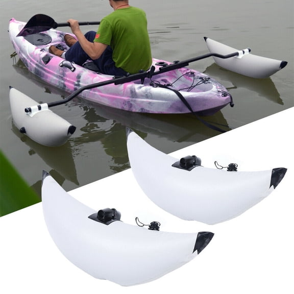 Fishing Boat Stabilizer, Inflatable 2 White PVC Kayak Canoe Boat Fishing Outrigger Stabilizer & AMA Kit Canoe Fishing Boat Standing Float Stabilizer System
