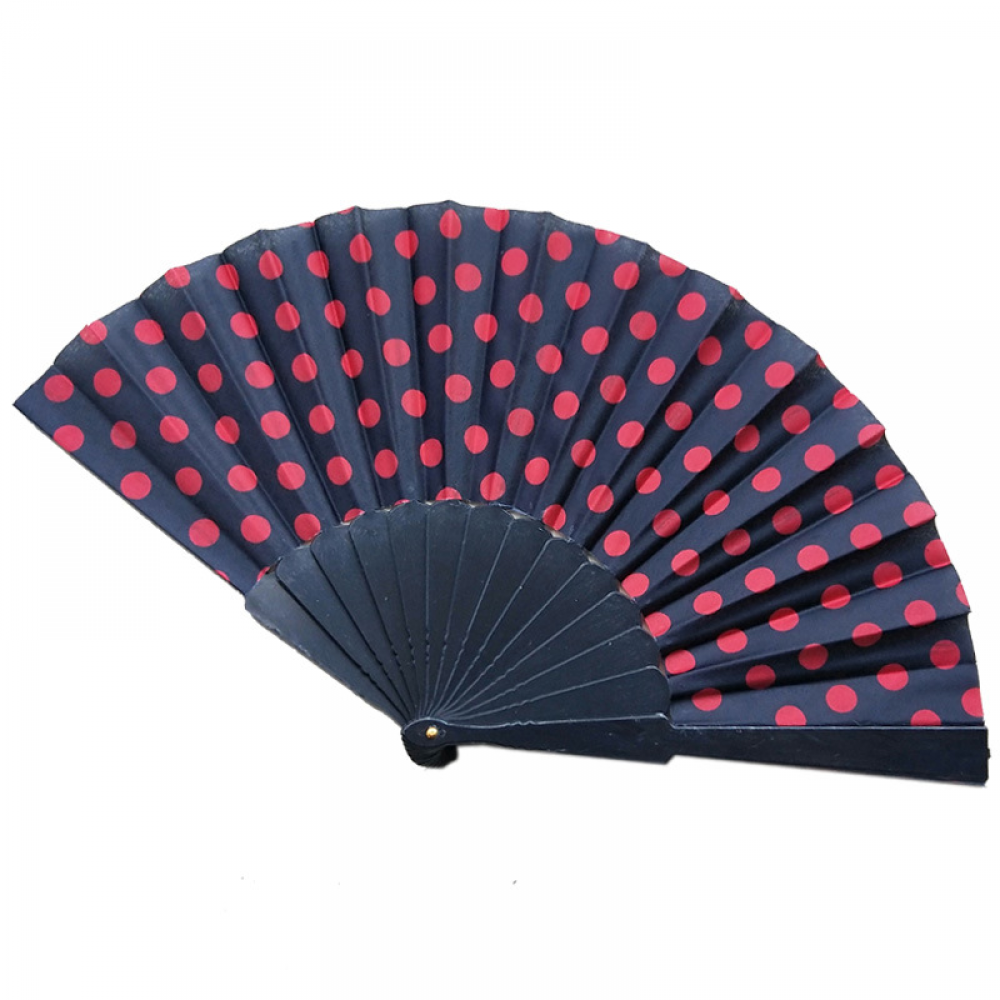 Fabric Polka Dot Fan, Vintage Handheld Lace Folding Fan, Wedding Ball