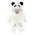 thumbnail image 2 of XFHLMJFF Baby Jumpsuits Panda Ainmal Cartoon Outfit Fold Over Mittens Footies Coveralls Girls Boys Solid Color Long Sleeve Winter Warm Hooded Snowsuit One Piece 3-6 Months, 2 of 3