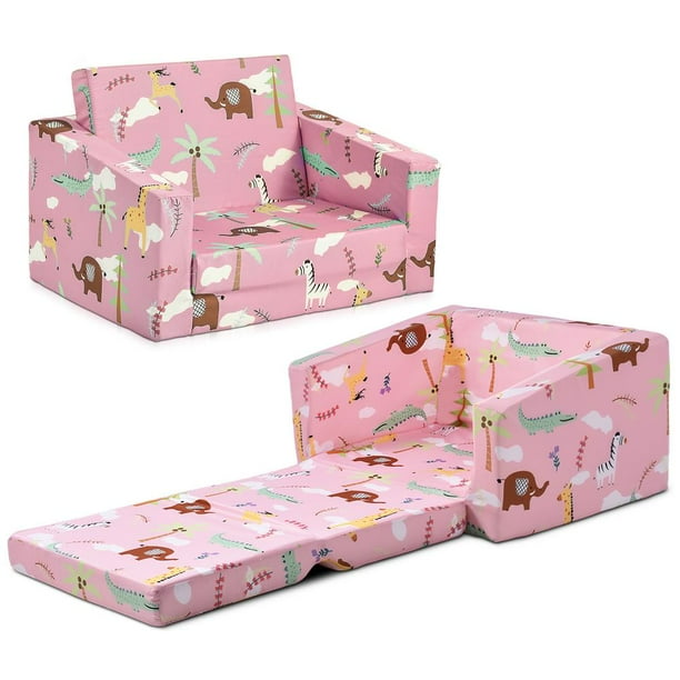 2 In 1 Kid Sofa Chair Flip Open Sponge Couch Sleeper Children S Bed For Kids Nap And Play Pink Blue Com 2 In 1 Kid Sofa Chair Flip Open Sponge, Toddler Sofa Sleeper
