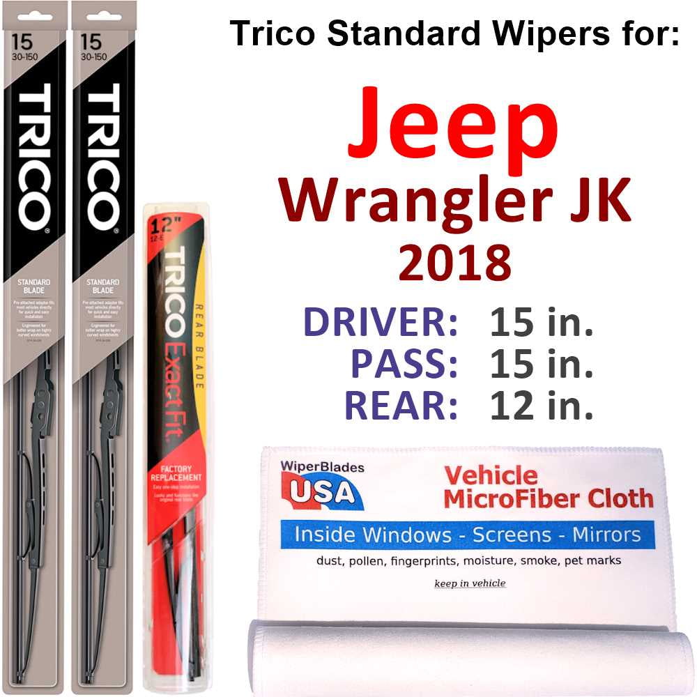 2018 Jeep Wrangler JK Wiper Blades (Set of 3) w/Rear Wiper 