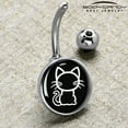 thumbnail image 4 of Black and White Kitty Cat Belly Ring, 4 of 7