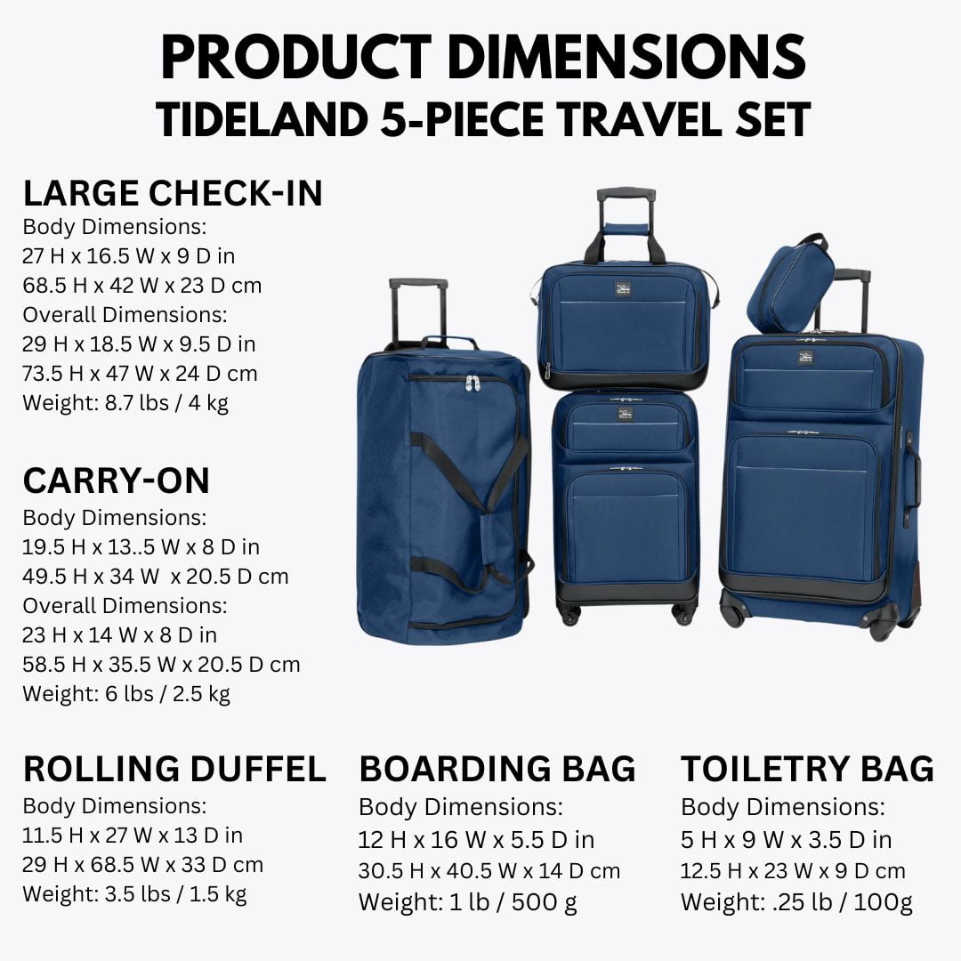 Skyway Luggage Tideland Softside 5-Piece Travel Luggage Set with Spinner Wheels, Blue