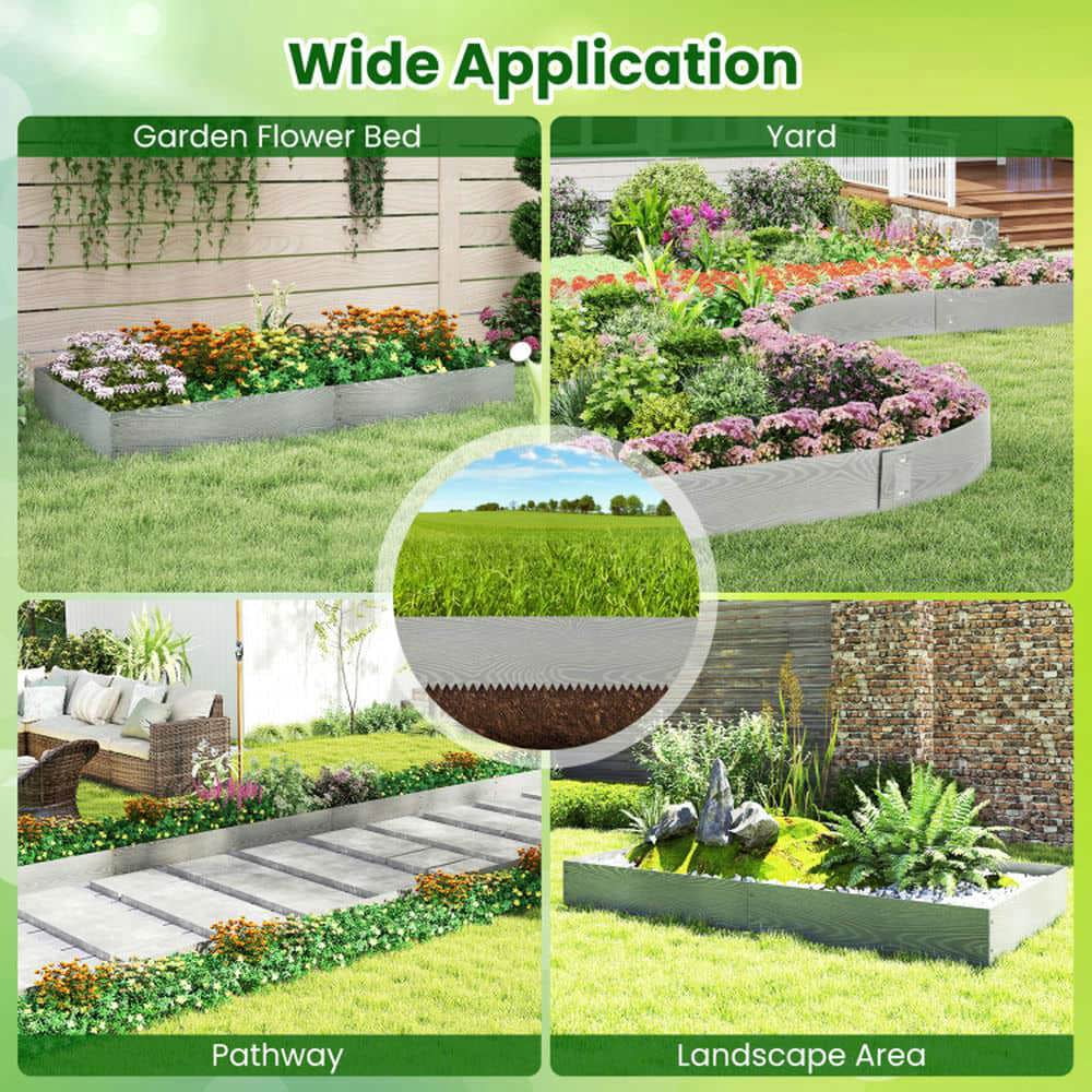 Yardi Yarda 6-Pack 20 FT Galvanized Metal Landscape Edging for Lawn, Metal Garden Bed for Outdoor as Yard, Silver