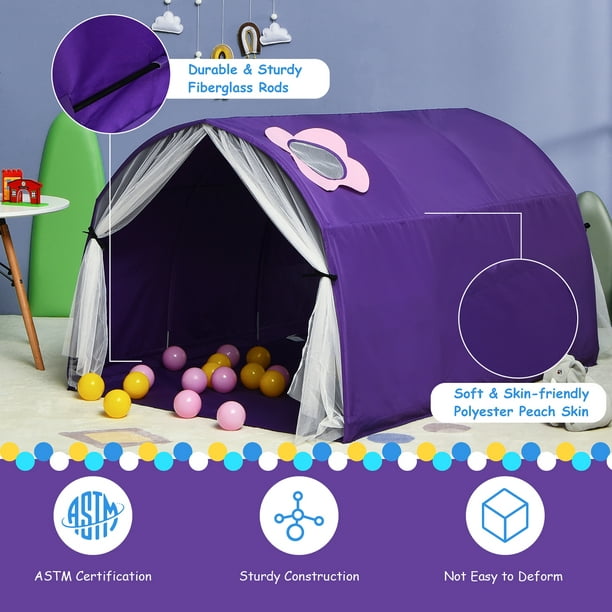 COSTWAY Tente de Lit pour Enfants avec Double Rideau en Maille