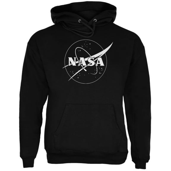 NASA Outline Logo Black Adult Hoodie - Small